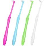 Jxiwfvl 4 PCS End Tuft Toothbrush Adult, Single End Tuft Brush, Soft Orthodontic Toothbrushes for Braces, Small Soft Head for Tiny Hard-to-Reach Areas Detail Cleaning, Individually Wrapped