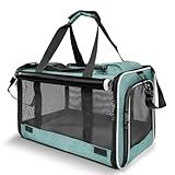 GAPZER Small Dog Carrier for Puppy Yorkshire Softshell Car Transport Chihuahua Carry Cage 18-inch Collapsible Doggie Vet Visit Crate Easy Load Roomy Pet Carrier Bag Kennel Dog Essentials Teal