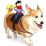 T2Y Cowboy Rider Dog Costume - Halloween Dog Costumes for Large Dogs, Dogs Clothes Knight Style with Doll and Hat for Halloween Day, Suitable for Shepherd, Husky, Shiba Inu【L】