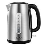 COMFEE' Stainless Steel Electric Kettle, 1.7 Liter Tea Kettle Electric & Hot Water Kettle, 1500W Fast Boil with LED Light, Auto Shut-Off and Boil-Dry Protection