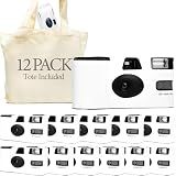 H&H Photo Supply White Disposable Cameras for Wedding (12 Pack) – Deluxe Disposable Camera Bulk Set Perfect for Weddings! – Includes Carrying Tote & Development Discount – USA-Made Film, 27 Photos