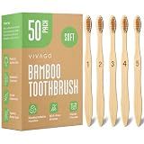 VIVAGO Bamboo Toothbrushes Bulk Soft Bristles (50 Pack) - Eco-Friendly, Natural Wooden Toothbrush