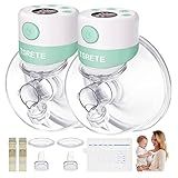 TSRETE Double Wearable Breast Pump, Electric Hands-Free Breast Pumps with 2 Modes, 9 Levels, LCD Display, Memory Function Rechargeable with Massage and Pumping Mode 24mm Flange-Green