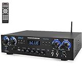 Pyle Bluetooth Home Audio Theater Amplifier Stereo Receiver- 4 Channel, 800 Watt Sound System w/ MP3,USB,SD,AUX,RCA,FM,MIC, Headphone, Reverb Delay, LED Vol, for Home/Studio/Theater Speakers- PDA77BU