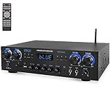 Pyle Bluetooth Home Audio Theater Amplifier Stereo Receiver- 4 Channel, 800 Watt Sound System w/ MP3,USB,SD,AUX,RCA,FM,MIC, Headphone, Reverb Delay, LED Vol, for Home/Studio/Theater Speakers- PDA77BU