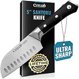 Cutluxe Santoku Knife – 5" Chopping Knife, Vegetable Knife – Forged High Carbon German Steel – Full Tang & Razor Sharp – Ergonomic Handle Design – Artisan Series