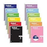 Oxford Spiral Notebooks, 12 Count Bulk Pack, 1 Subject, College Ruled Notebooks for School, 8 x 10.5 Inches, 70 Sheets, Assorted Colors, Back to School Supplies (65205)