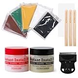 Instant Install 29 Complete - 4 oz Epoxy Permanent Repair Kit with EZ-Tint 10 g 5-Pack, Mixing Sticks, Razor, & Shaping Strip - Granite, Marble, & Tile - Rebonds & Rebuilds - Dry in 29 Minutes