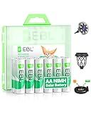 EBL Solar AA Battery Rechargeable Batteries for Outdoor Solar Lights, 1300mAh NIMH Pre-Charged 1.2V Recharge up to 1200x Times for Garden Landscaping String Lights, Pack of 12