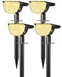 GKGG Solar Lights Outdoor Waterproof IP65, Solar Powered 76 LED 3 Lighting Modes Solar Spot Lights Outdoor for Yard Garden Landscape Pathway (Warm White, 4 Pack)