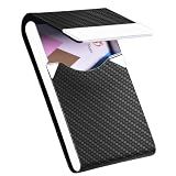 HUAHAITGCH Business Card Holder PU Leather&Metal Business Card Case,Black1