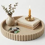 OAKOA Round Decorative Tray Coffee Table Tray - Resin Circle Tray Decor