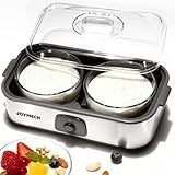 JoyMech Yogurt Maker Machine with Two 1-Quart Containers for Larger Batches, Oatmeal, Pudding, or Jello, Food-Grade Martial, One-touch Control, Homemade Yogurt