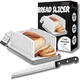 FURYA 2 IN 1 Bread Slicer - 15 Inch Knife, Adjustable Width, Crumb Tray, Slice and Serve Perfectly, Suitable for Homemade Bread, Bagels, Cakes