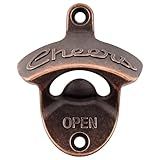 Luwanburg Old Style Bottle Opener Wall Mounted Beer Cap Opener Cheers Gift, Antique Copper Mountable Soda Bottle Top Opener for Wood Table Cooler Board