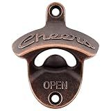 Luwanburg Old Style Bottle Opener Wall Mounted Beer Cap Opener Cheers Gift, Antique Copper Mountable Soda Bottle Top Opener for Wood Table Cooler Board