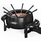 Sunvivi 3 Quart Electric Fondue Pot Set for Melting Chocolate Cheese with Adjustable Temperature Control and 8 Color-Coded Forks, 1000W Non-Stick Fondue Maker for Dessert, Oil and Broth