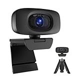 Webcam for PC - PC Camera Webcam 1080P, Desktop Computer Web cam with Privacy Shutter and Tripod Autofocus, Dual Noise-Cancelling Mics,Auto Light Correction, USB Plug&Play