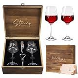 AW BRIDAL Mr and Mrs Wine Glasses, Bridal Shower Wedding Gifts for Couples