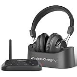 Avantree HT5009 Plus – Wireless TV Headphones for TVs with Optical (TOSLINK) or AUX Audio Output, Clear Voice and Volume Boost, Comfortable Over-Ear Fit, 60H Playtime, Charging Dock Included