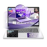 HP 17 inch Laptop for Business and Students, Ms Office Lifetime - Wins 11 Pro, AMD Ryzen 5 (Beats i7-1165G7), 17.3" FHD, Copilot, Numeric Keypad, w/Accessory (64GB RAM | 2TB SSD)