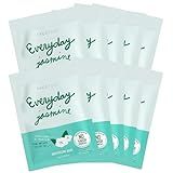 FACETORY K Beauty Face Mask Skin Care - Everyday JASMINE Moisturizing Sheet Mask | Plant-Based with Jasmine Infusion (10 Pack)
