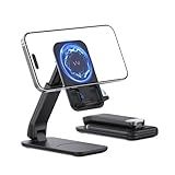 iWALK Magnetic Cell Phone Stand for Desk, Angle and Height Adjustable Mobile Phone Holder, Foldable Magnet Stand for iPhone 16 15 14 13 12 Pro Max and iPad, Cell Phone Holder for Samsung Galaxy, Black