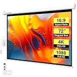 VIVOHOME 72 Inch 16:9 Motorized Projector Screen, White