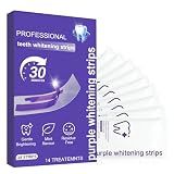 Purple Teeth Whitening Strips for Sensitive Teeth, Enamel Safe Whitening Strips to Remove Coffee Wine Smoking Stains, Non Slip Teeth Whitening Kit with Low Sensitivity Formula 14 Treatments