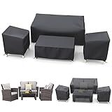 STARTWO Outdoor Patio Furniture Cover Waterproof 4-Piece Set for Chairs, Loveseat and Coffee Table, Heavy Duty 420D, Black