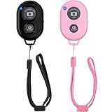 Wireless Camera Remote Shutter for Smartphones (2 Pack), Zttopo Wireless Phone Camera Remote Control Compatible with iPhone/Android Cell Phone - Wrist Strap Included Black&Pink