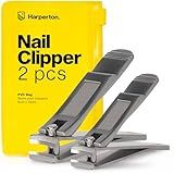 Ultra Sharp Nail Clippers Set - 2 Pack Stainless Steel Fingernail & Toenail Trimmers with Built-in Nail File for Women & Seniors (Silver)