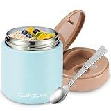 Insulated Food Jar for Kids - 15.2 Oz, Thermo for Hot Food, Soup Thermo, Insulated Food Container, Termos Para Comida Caliente, Width Mouth Stainless Steel Lunch Box with Spoon, Blue