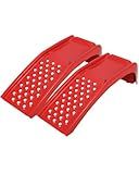 Garvee 8 in Lift Solid Steel Car Ramp 8000 LBS Capacity, 2000 LBS Per Ramps, Heavy Duty Truck Ramps for Car Repair or Vehicle Maintenance, 2 Pack Car Ramps, Red