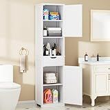 Walsunny Tall Bathroom Storage Cabinet with Freestanding Adjustable Shelves, Narrow Storage Linen Cabinet with 2 Doors and 1 Drawer for Bathroom, Living Room, Kitchen(White)