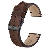BISONSTRAP Distressed Leather Watch Strap, Watch Replacement Bands for Men, Quick Release Spring Bars, 22mm, Coffee Brown (Black Buckle)