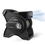 Lasko Portable Utility Fan, 12” 289 CFM Pivoting High Velocity Air Mover Blower Fan, 3 Speeds, 2 Accessory Outlets 120V, Black, U12104