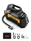 AstroAI H2 Pro Cordless Tire Inflator Portable Air Compressor Tire Pump with DC 12V & Battery Dual Power Supply Digital Pressure Gauge Fast Inflation Air Pump for Car Tires Motorcycles Bikes Yellow