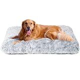 EHEYCIGA Fluffy Dog Crate Bed, Plush Extra Large Dog Pillow, Grey