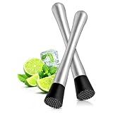 2 Pcs Bar Muddler for Cocktails, 8 in Stainless Steel, Nylon Head