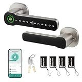 Leydebong Smart Door Lock with Fingerprint and Keypad - 5-in-1 Keyless Entry Electronic Door Knob with App Control, Easy Installation, Satin Nickel Finish