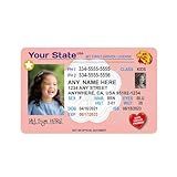 Customized Children's Driver's License indicating a Phone Number for Anti-Loss with a Card Holder Clip (Pink)