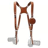 Honikoo Dual Camera Harness for 2 Cameras Leather Camera Shoulder Strap for DSLR/SLR Camera Straps for Photographers Camera Gear