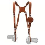 Honikoo Dual Camera Harness for 2 Cameras Leather Camera Shoulder Strap for DSLR/SLR Camera Straps for Photographers Camera Gear