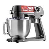 Gourmia 7 Qt Stand Mixer w/Attachments, Bowl Shield, Dough Hook, Whisk & Beater - 10-Speed Heavy Duty Kitchen Countertop Electric Dough Mixer