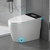 Smart toilet with Bidet Built In Vioce Control AUTO Open & Close, One piece toilet Off-seat AUTO Flush, Heated Toilet Seat Remote Control Warm Water Sprayer and Dryer (TC-Black)