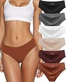 Kiqnsam Seamless Underwear for Women No Show Low Rise Bikini Panties 6 Pack