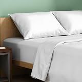 TEXAS LINEN CO. 100% Organic Cotton Percale Sheets King Size - 4 PC White Organic Sheets King Set, Soft, Crisp & Cooling, Fully Elasticized 16" Deep Pocket Hotel Bedsheet Set - GOTS Certified