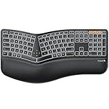 ProtoArc Backlit Bluetooth Ergonomic Keyboard, EK01 Plus Full Size Wireless Split Keyboard with Dual Bluetooth and USB, Cushioned Wrist Rest, Rechargeable, Compatible with Windows/Mac/Android, Black