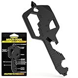 Key Shaped Pocket MultiTool 20-in1 Multi Tool, Stainless Steel Keychain Utility Gadget,Gift for Men, Women, Father,Groomsmen, Valentine's, Birthday, Christmas (Black)
